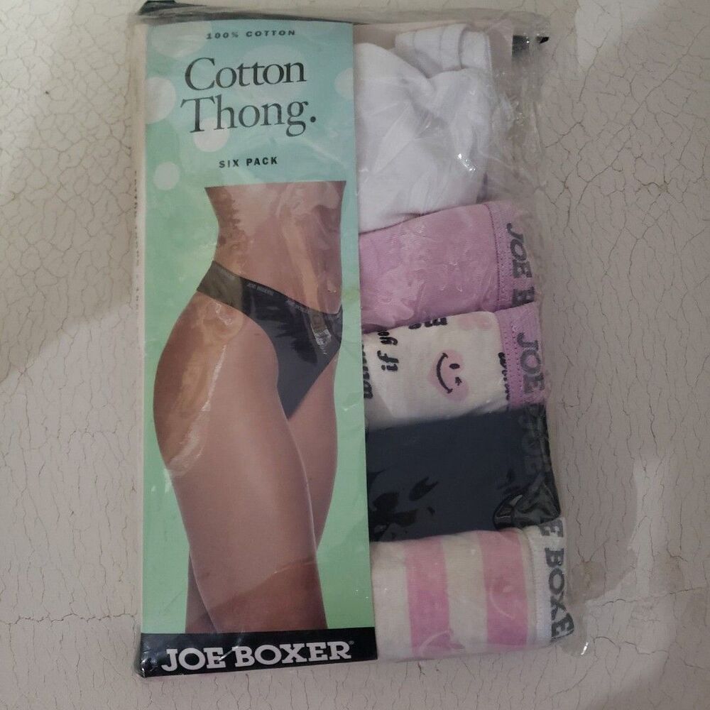 Vintage Joe Boxer 5-pack of women's cotton thong panties Sz 10 TTT